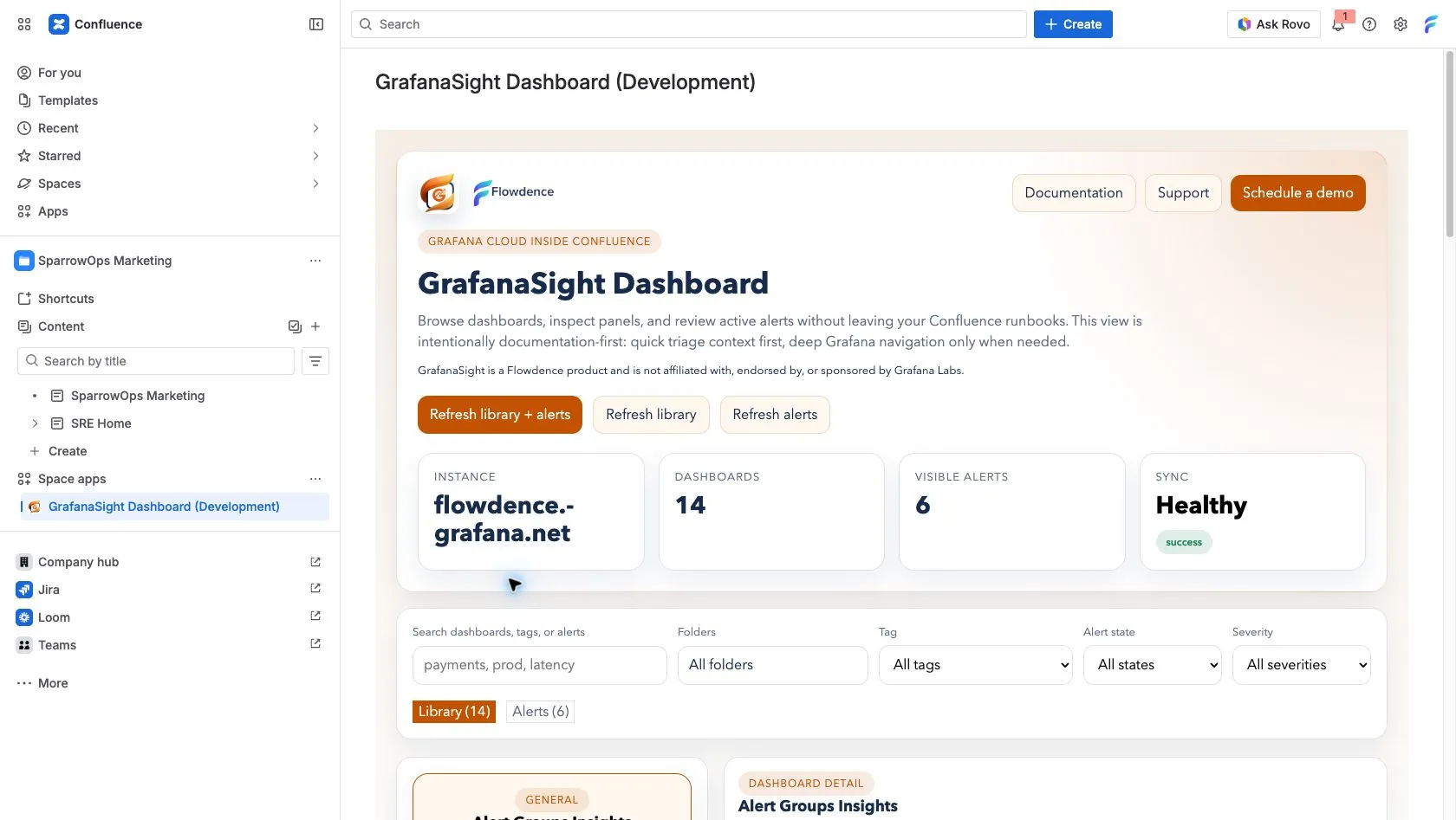 GrafanaSight connected dashboard library