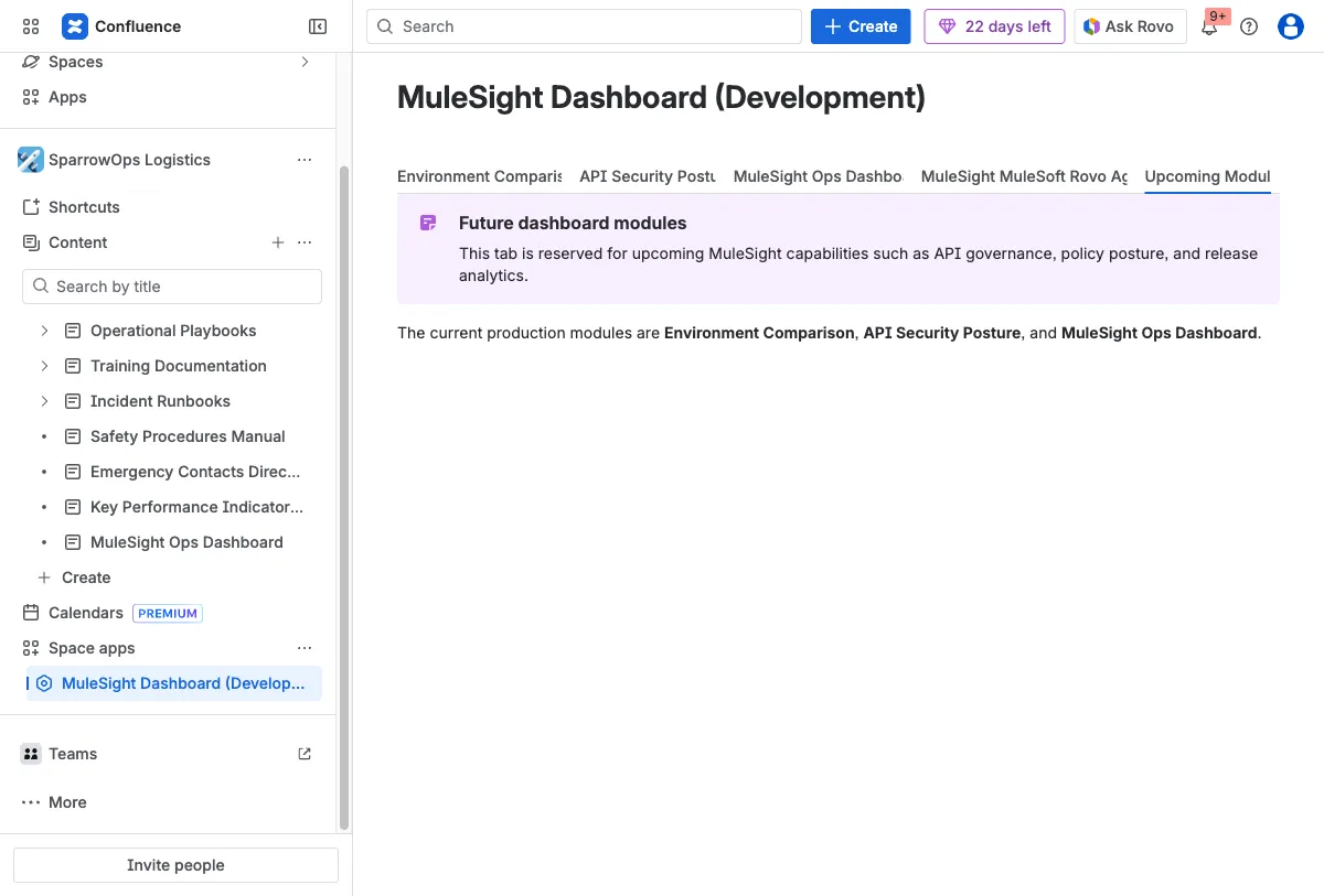 Upcoming Modules tab