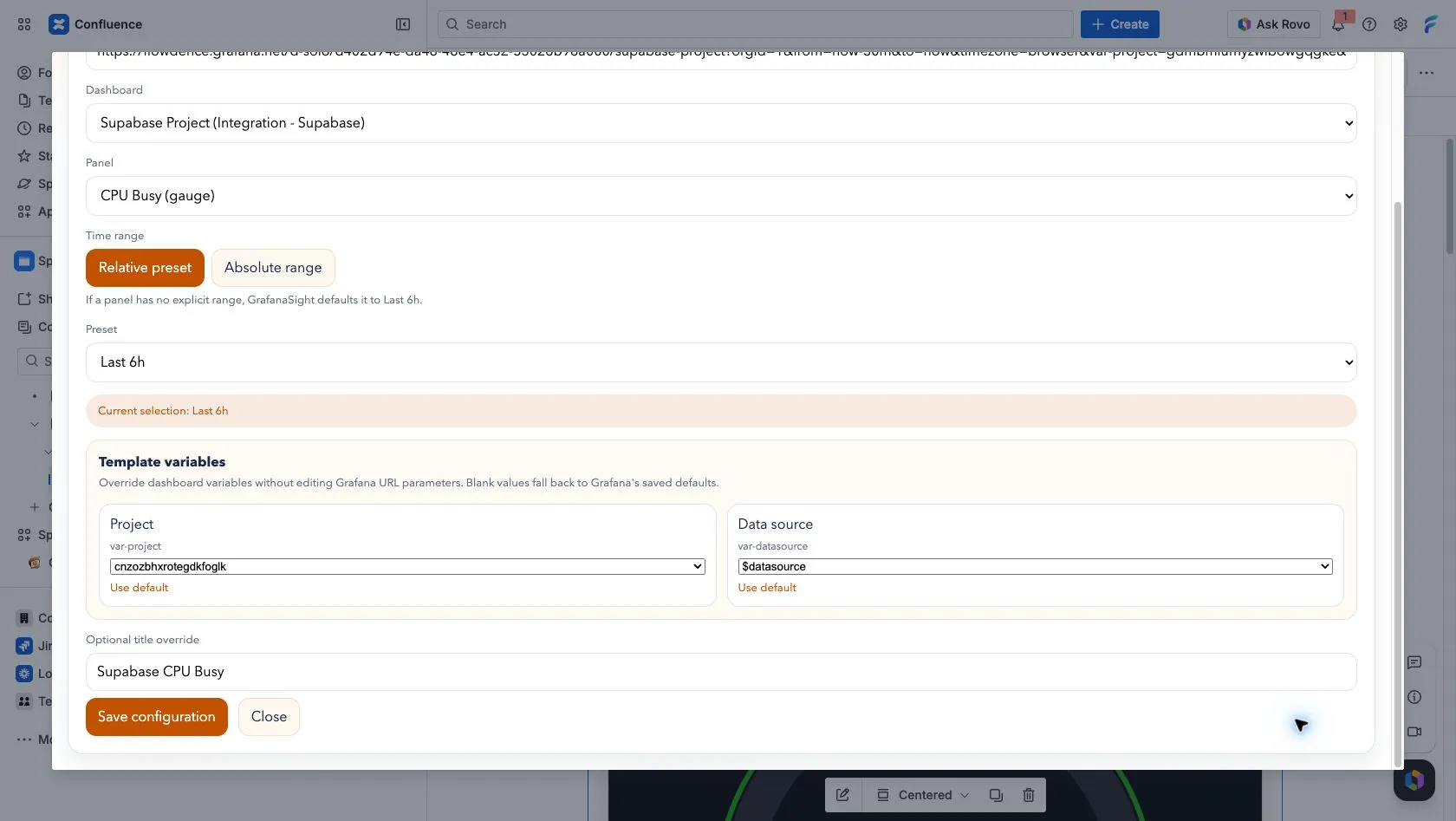 Panel macro configuration lower fields