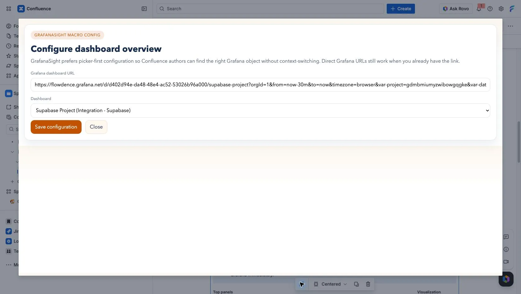 Dashboard macro configuration