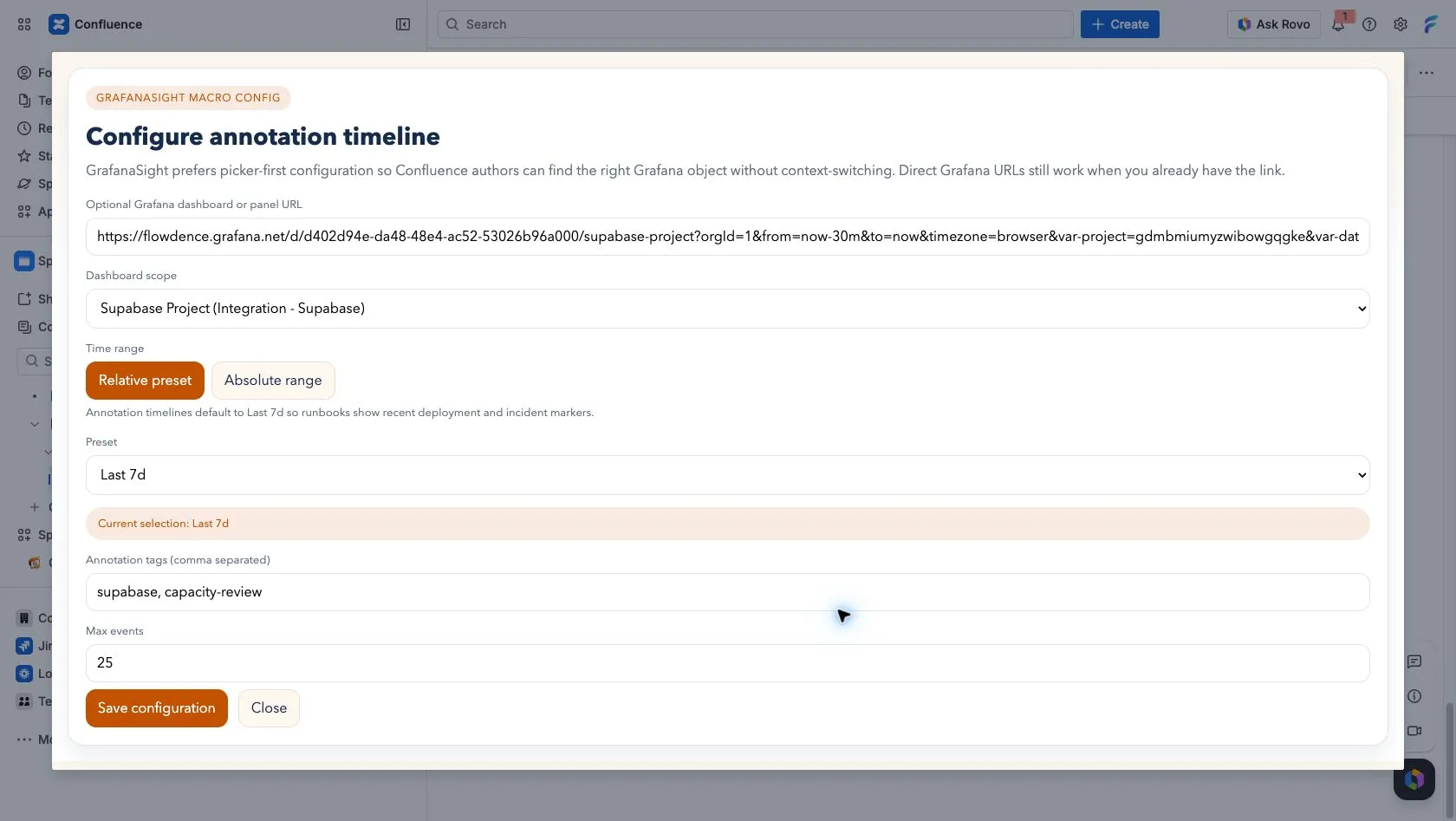 GrafanaSight annotation timeline configuration