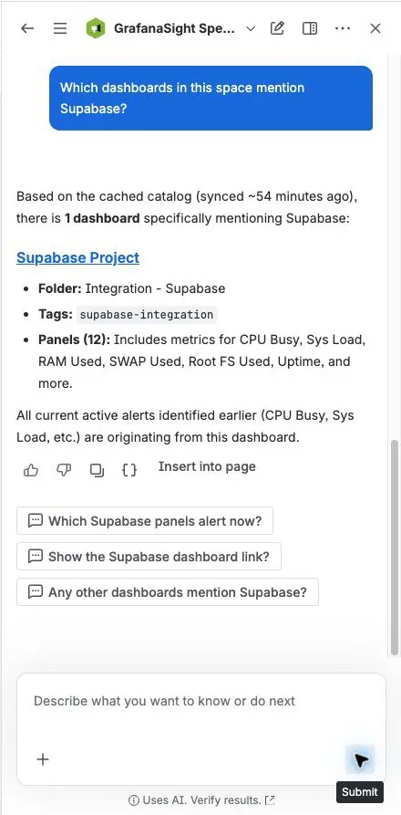 Rovo dashboard catalog answer