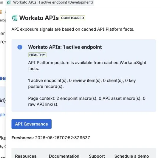 Page-local Workato APIs byline with healthy endpoint evidence