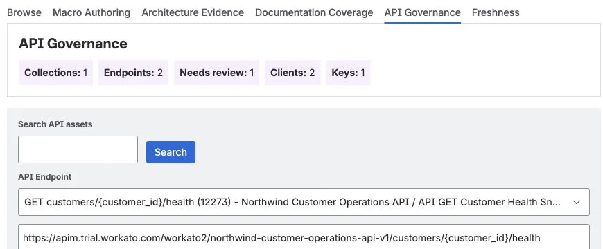 API Governance tab with endpoint posture