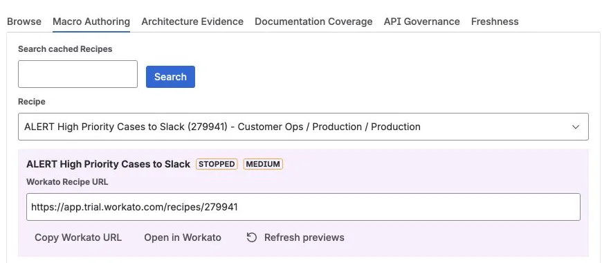 Macro Authoring tab with preview and copy workflow